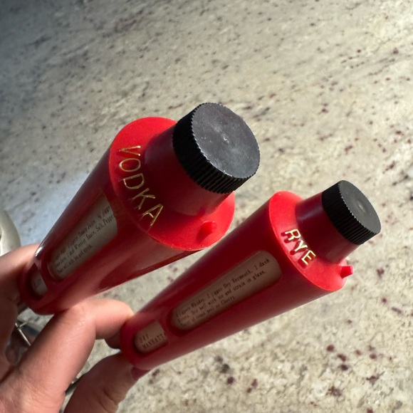 Mid-Century Vermouth Red and Silver Bar Tool Set - Picture 2 of 8